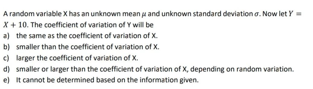 Solved A random variable X has an unknown mean u and unknown | Chegg.com