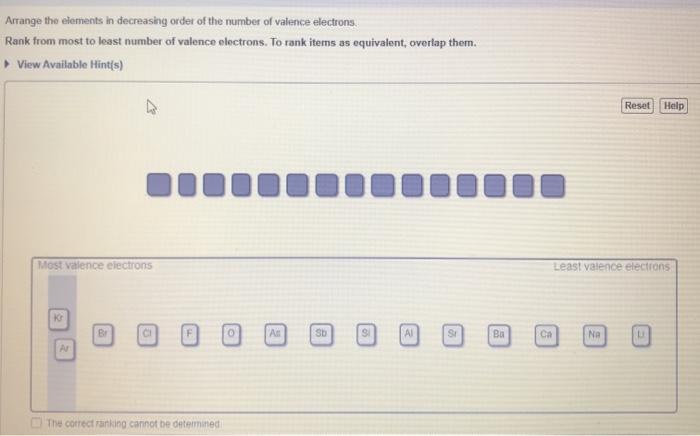 Solved Arrange the elements in decreasing order of the | Chegg.com