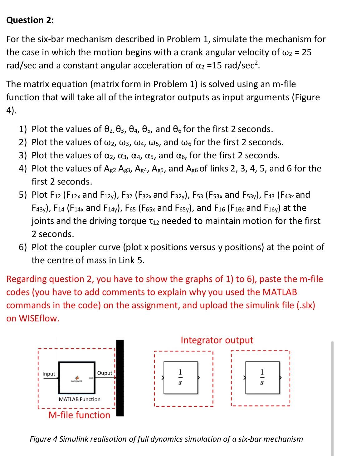 Solved Question 2: For the six-bar mechanism described in | Chegg.com