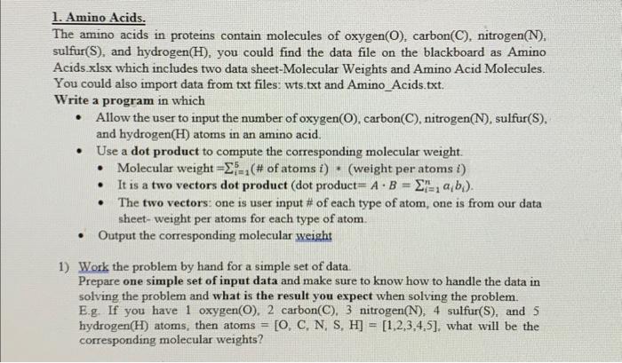 Solved 1. Amino Acids. The amino acids in proteins contain | Chegg.com