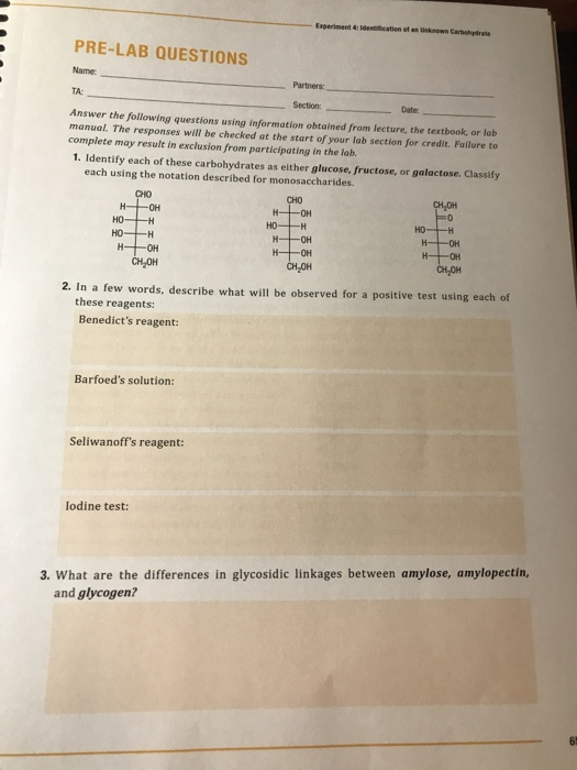 Solved Experiment delication of nown Care PRE-LAB QUESTIONS