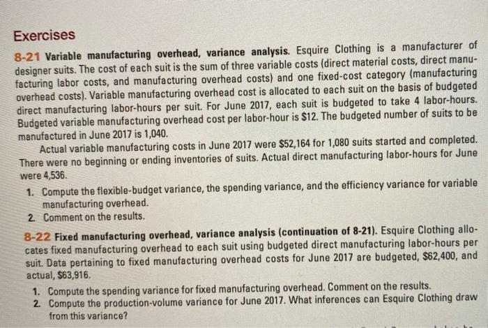 Solved 8-22 Fixed manufacturing overhead, variance analysis | Chegg.com