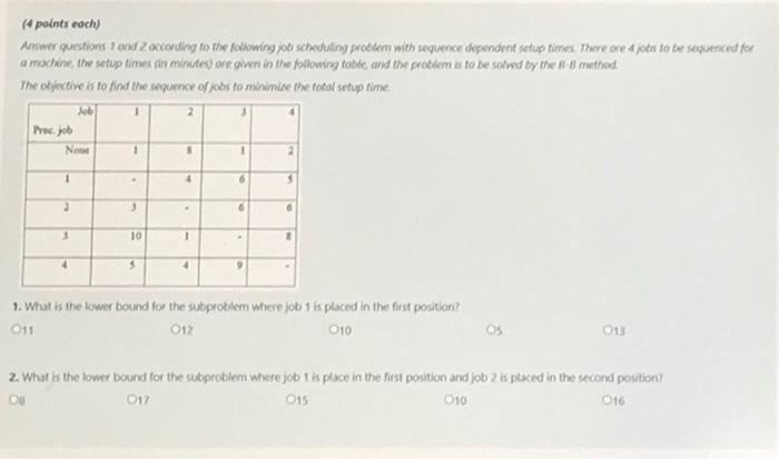 Solved 1 points each) Answer questions 1 and 2 according to | Chegg.com
