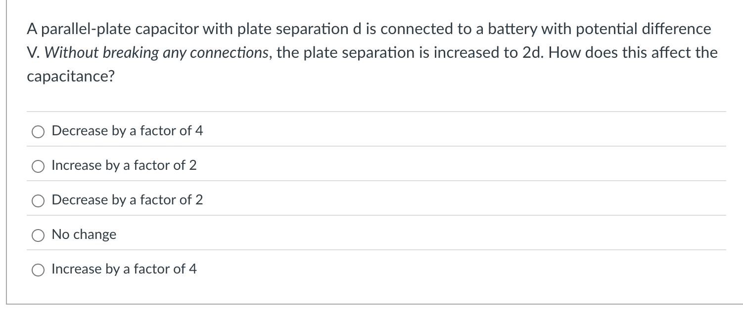 Solved A parallelplate capacitor with plate separation d is