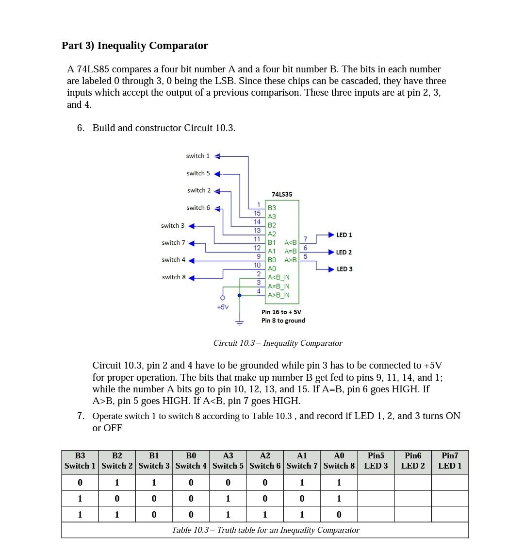 Solved Logical Function Circuit Comparators The basic
