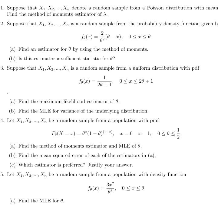 Solved 1. Suppose that X1, X2, ..., X, denote a random | Chegg.com