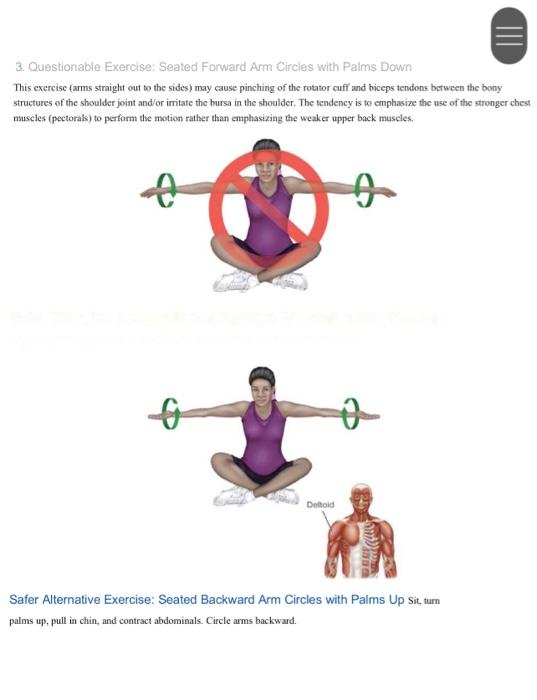 Solved Table 2 Questionable Exercises and Safer Alternatives | Chegg.com