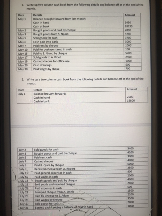 solved-1-write-up-two-column-cash-book-from-the-following-chegg