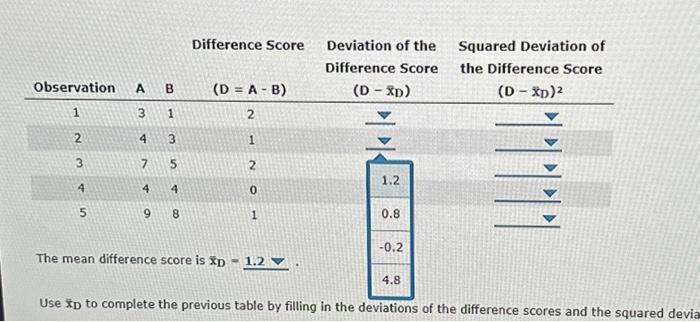 Solved 8. Calculating mean differences for matched samples | Chegg.com