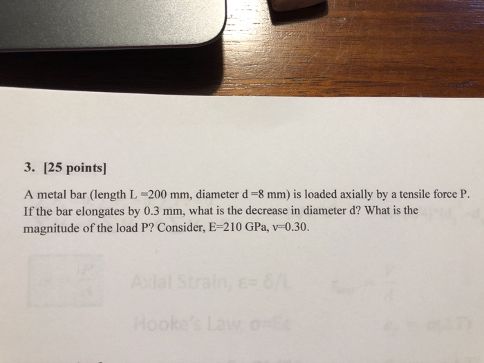 Solved 3 [25 Points A Metal Bar Length L 200 Mm