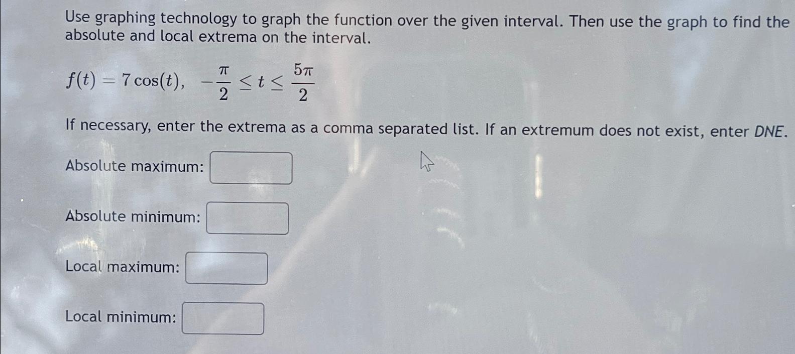 Solved Use graphing technology to graph the function over | Chegg.com