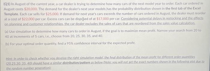 Solved (q1) In August Of The Current Year, A Car Dealer Is 