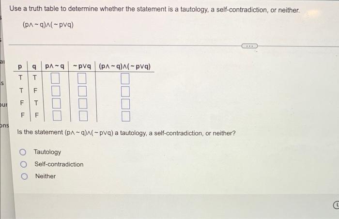 Solved Use a truth table to determine whether the statement | Chegg.com