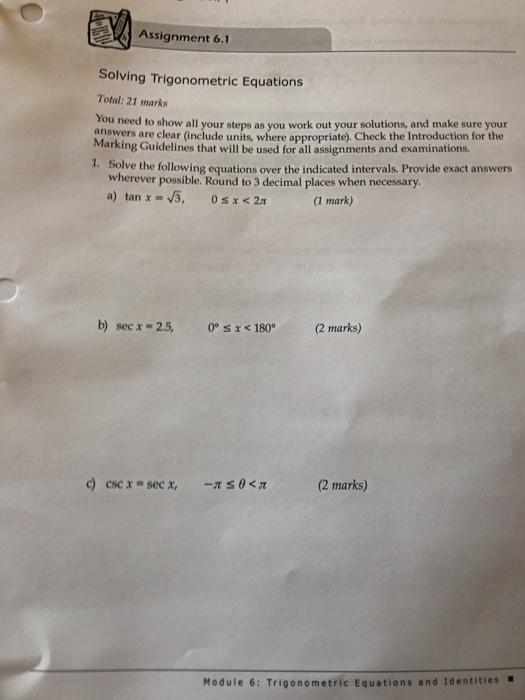 solving trigonometric equations homework answer key