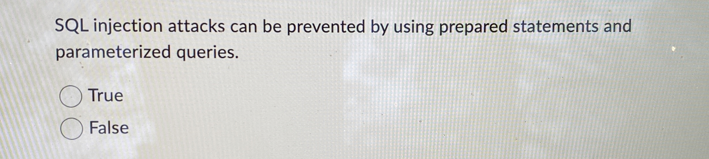 Solved SQL injection attacks can be prevented by using | Chegg.com