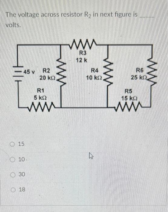 Solved The voltage across resistor R2 in next figure is | Chegg.com