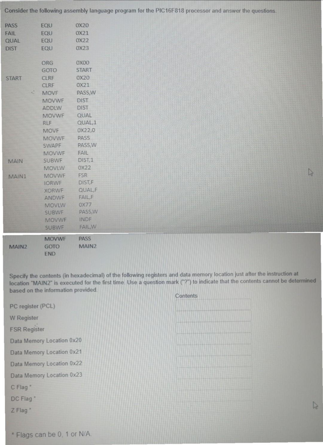 Solved Consider the following assembly language program for | Chegg.com
