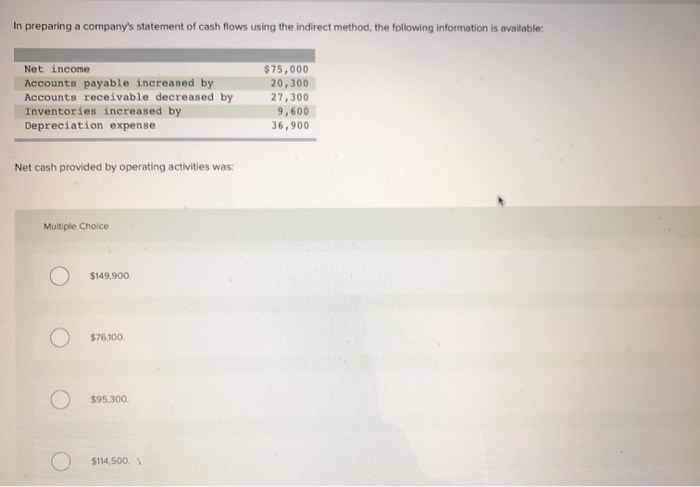 In Preparing A Company's Statement Of Cash Flows Solved In preparing a company's statement of cash flows | Chegg.com
