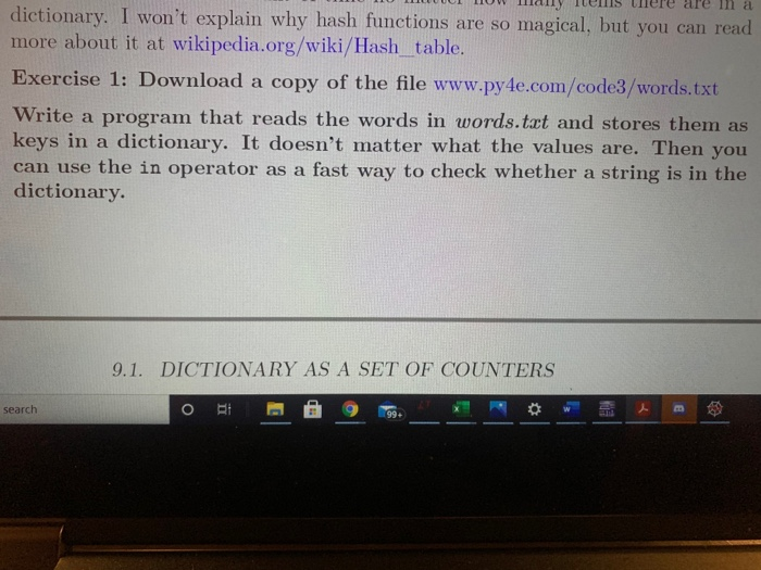 Solved are m a dictionary. I won't explain why hash | Chegg.com