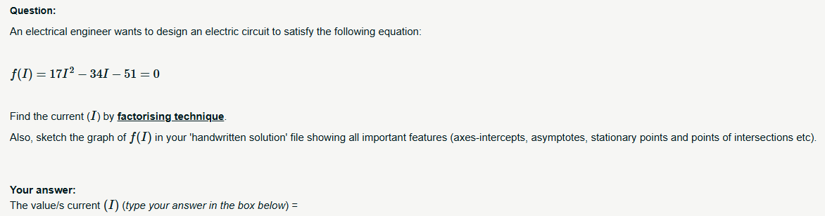 Solved Question:An electrical engineer wants to design an | Chegg.com