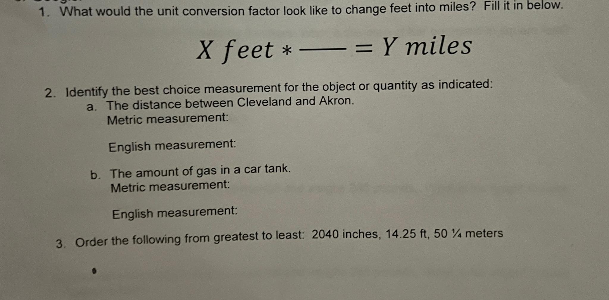Solved What would the unit conversion factor look like to