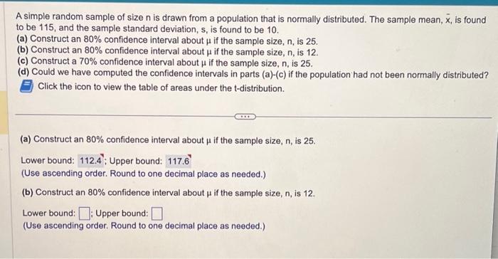 Solved A simple random sample of size n is drawn from a | Chegg.com