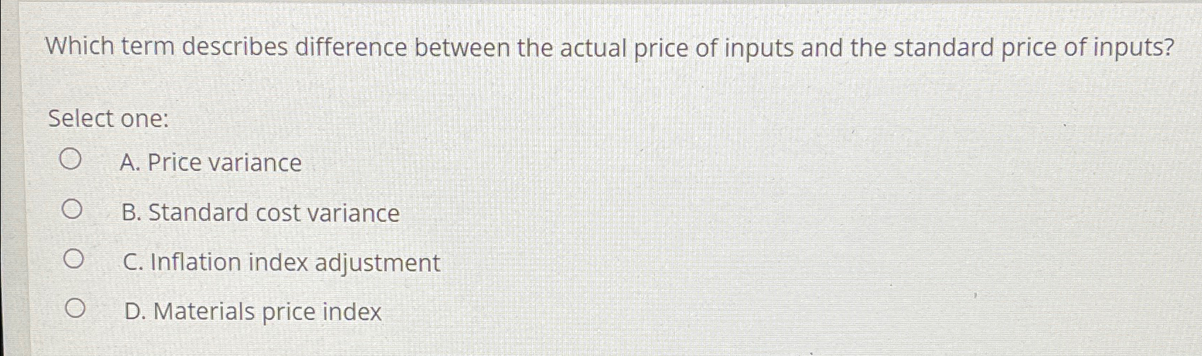 Solved Which term describes difference between the actual | Chegg.com