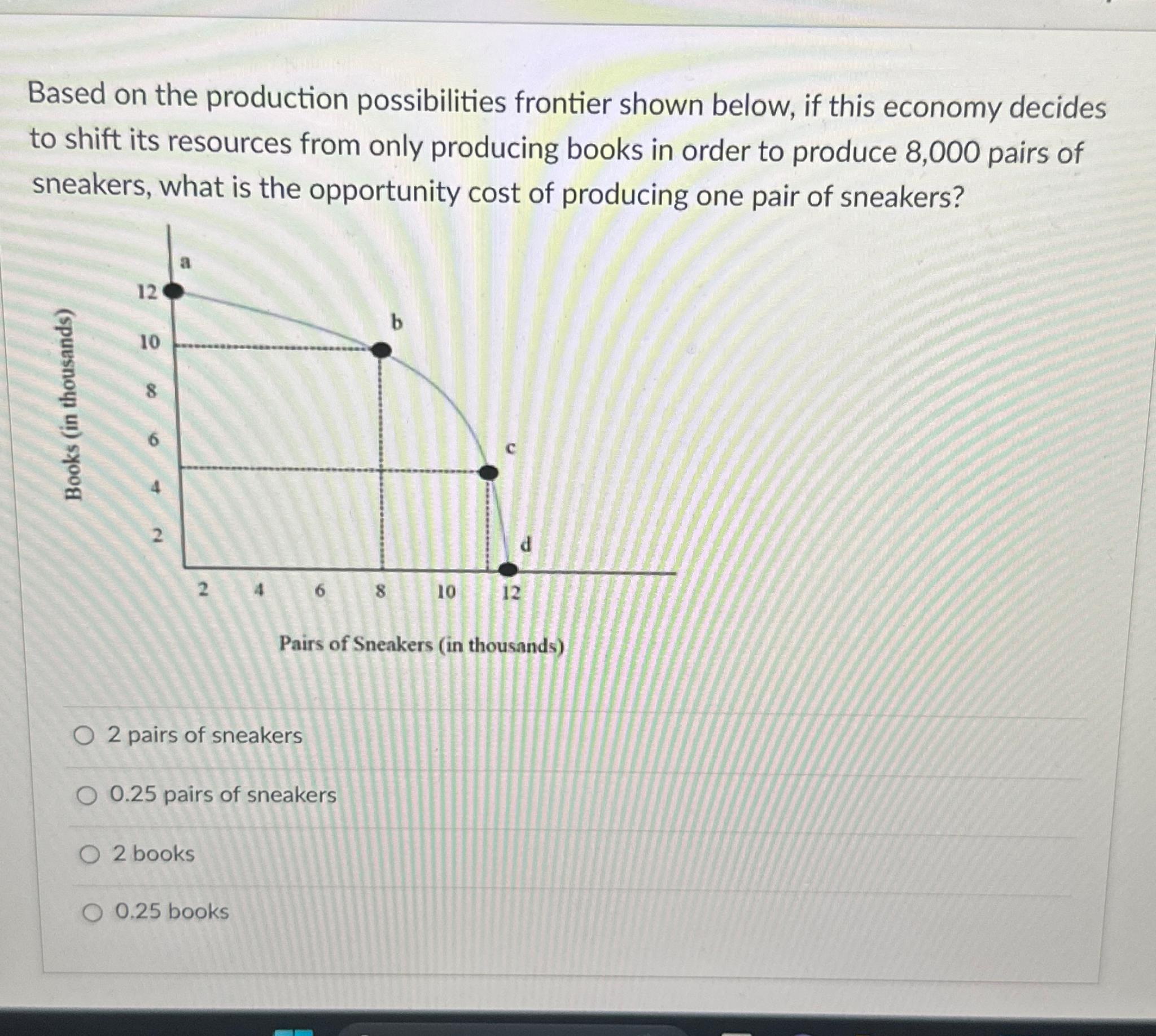 Solved Based on the production possibilities frontier shown | Chegg.com