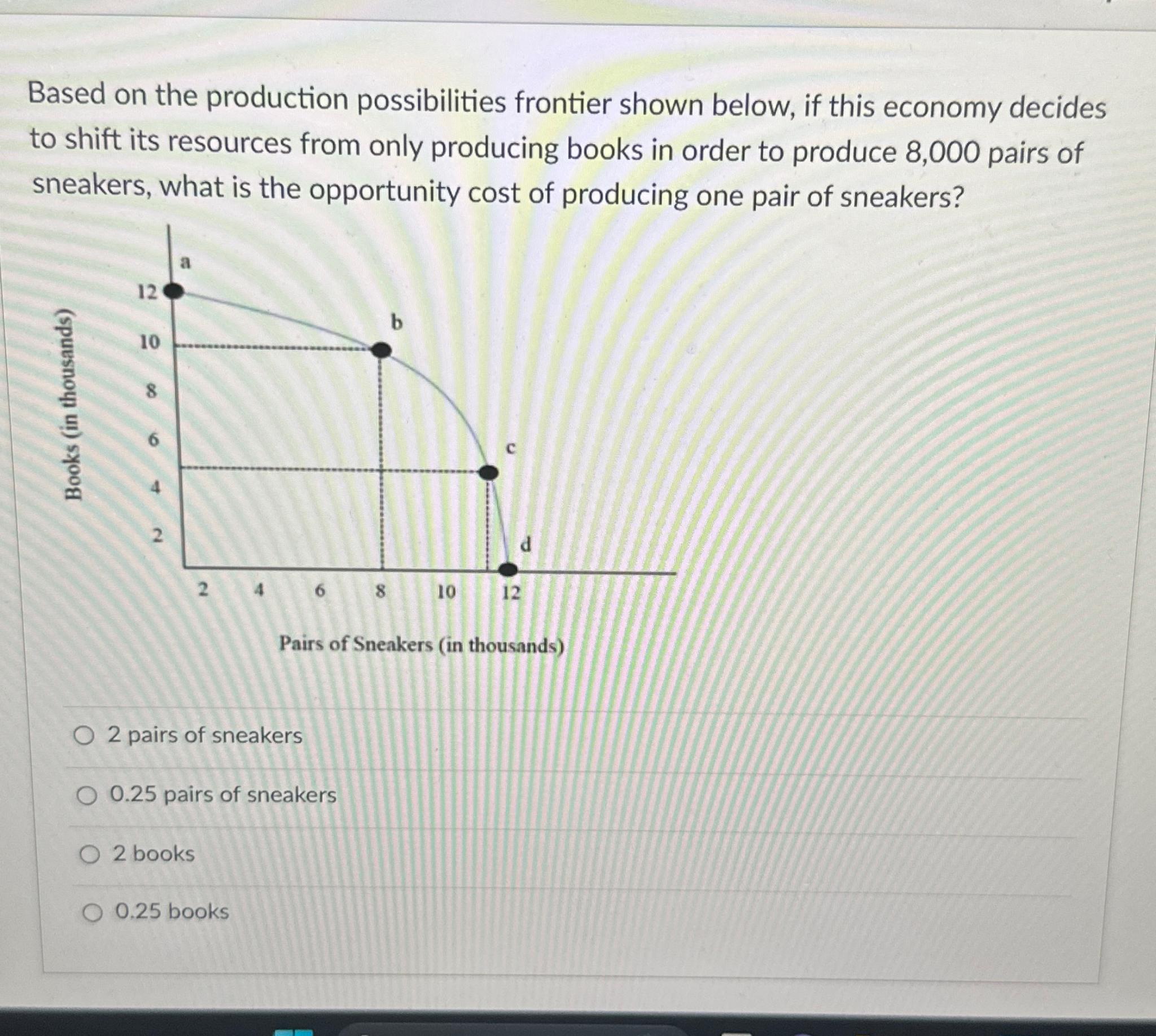 Solved Based On The Production Possibilities Frontier Shown Chegg Com   Image