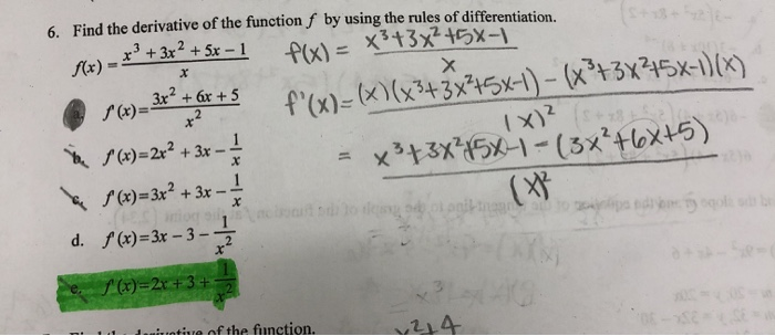 Solved 6. Find the derivative of the function f by using the | Chegg.com