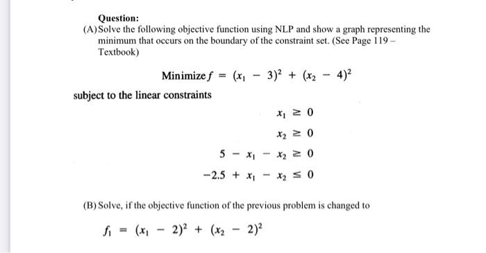 Solved Question: (A) Solve The Following Objective Function | Chegg.com