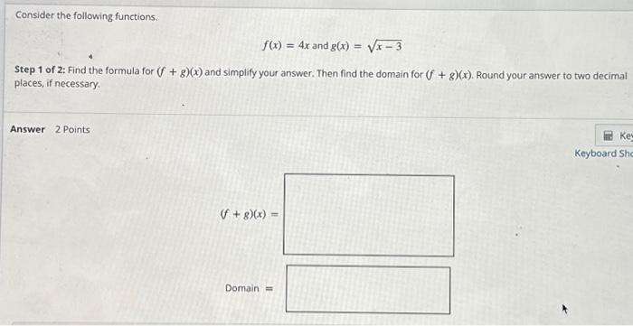 Solved Consider The Following Functions F X 4x And