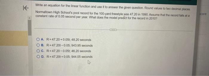 Solved Write an equation for the linear function and use it | Chegg.com