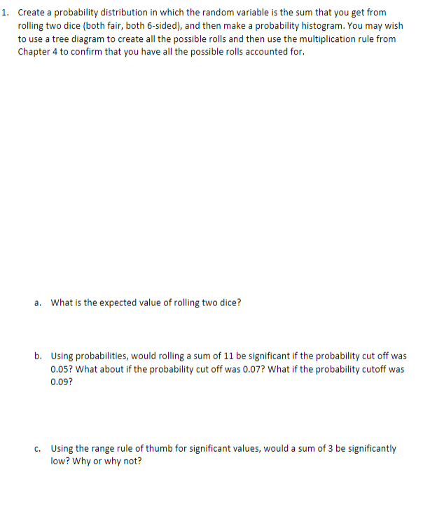 Solved Create a probability distribution in which the random | Chegg.com