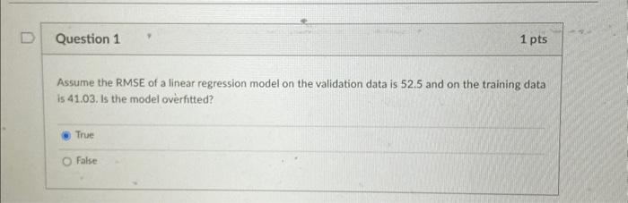 Assume the RMSE of a linear regression model on the | Chegg.com