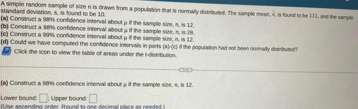 Solved A simple random sample of size n is drawn from a | Chegg.com