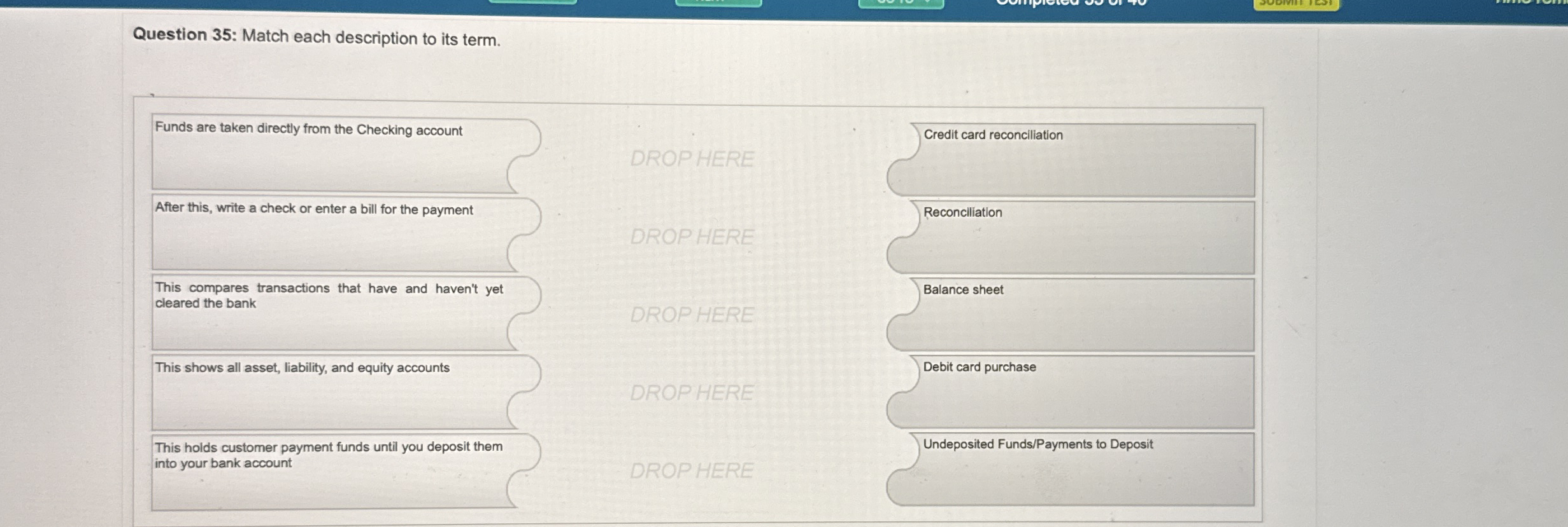 Solved Question 35: Match each description to its term.Funds | Chegg.com