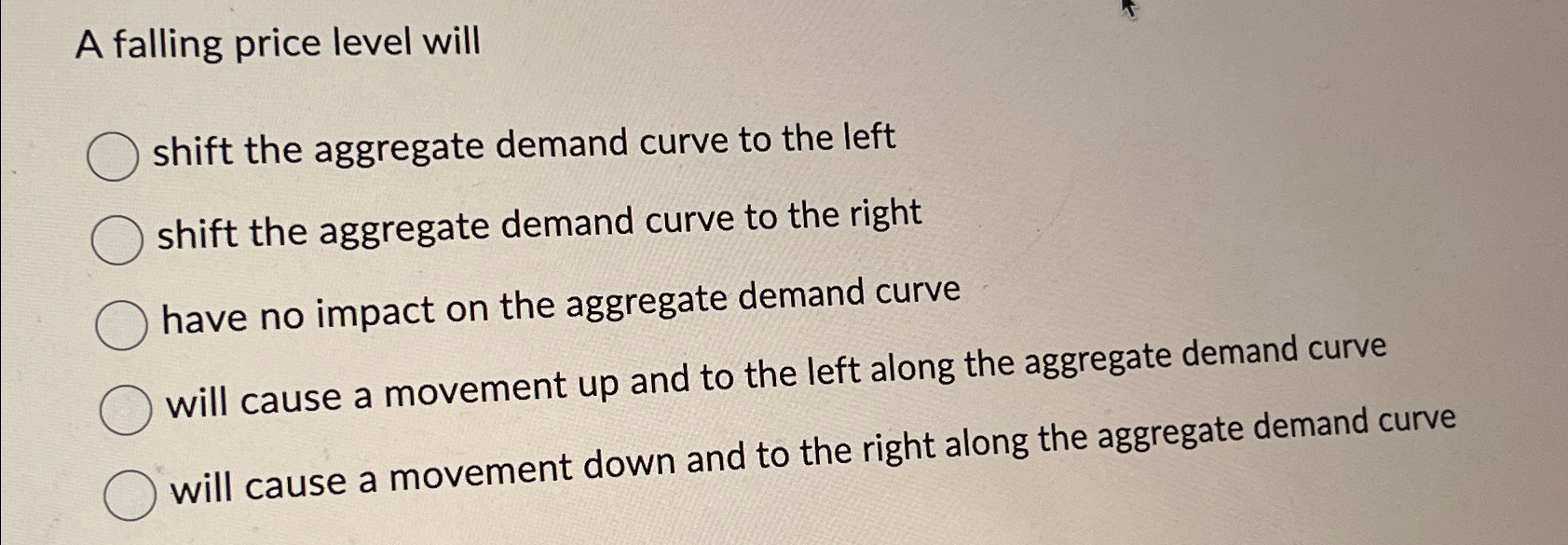 Solved A falling price level willshift the aggregate demand | Chegg.com