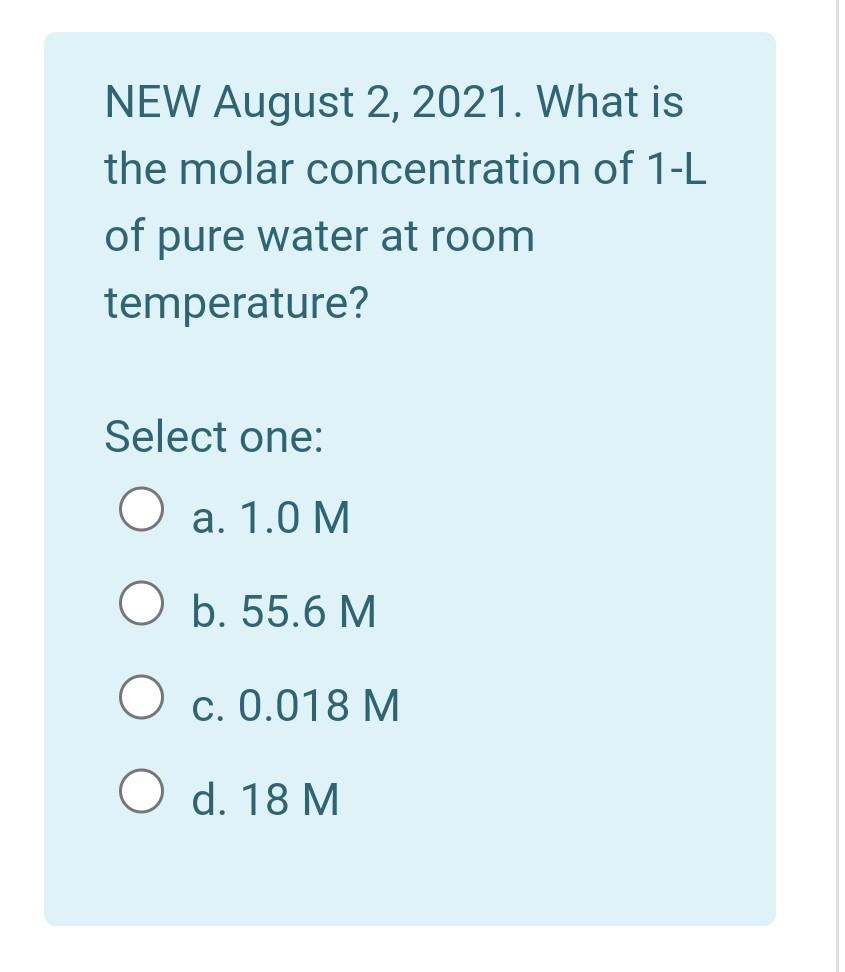 Solved NEW August 2, 2021. What is the molar concentration | Chegg.com