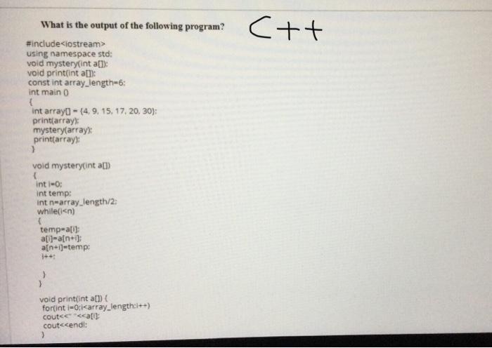Solved C++ What is the output of the following program? | Chegg.com