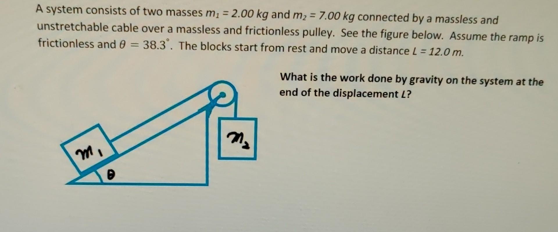 Solved A system consists of two masses m1=2.00 kg and | Chegg.com