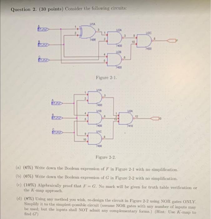 Solved Question 2. (30 points) Consider the following | Chegg.com