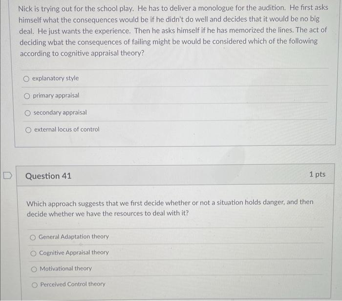 Solved Nick is trying out for the school play. He has to | Chegg.com