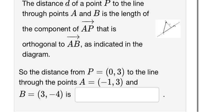 Solved The distance d of a point P to the line through | Chegg.com