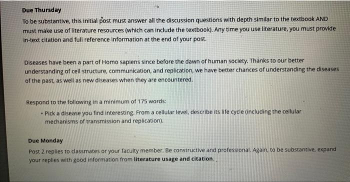 Solved Due Thursday To be substantive, this initial post | Chegg.com