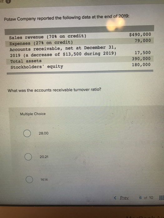Solved Potaw Company reported the following data at the end