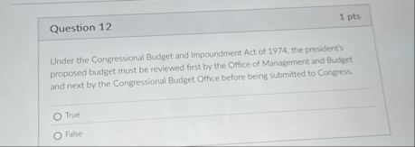 Solved Question 121 ﻿ptsUnder the Congressional Budget and | Chegg.com