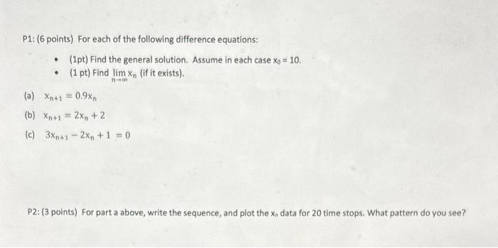 Solved P1: ( 6 points) For each of the following difference | Chegg.com