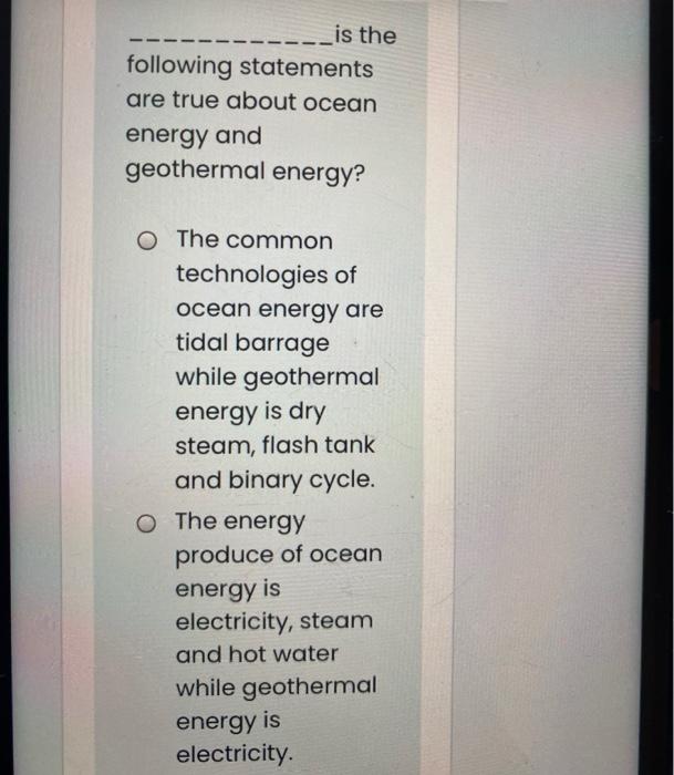 Solved is the following statements are true about ocean | Chegg.com