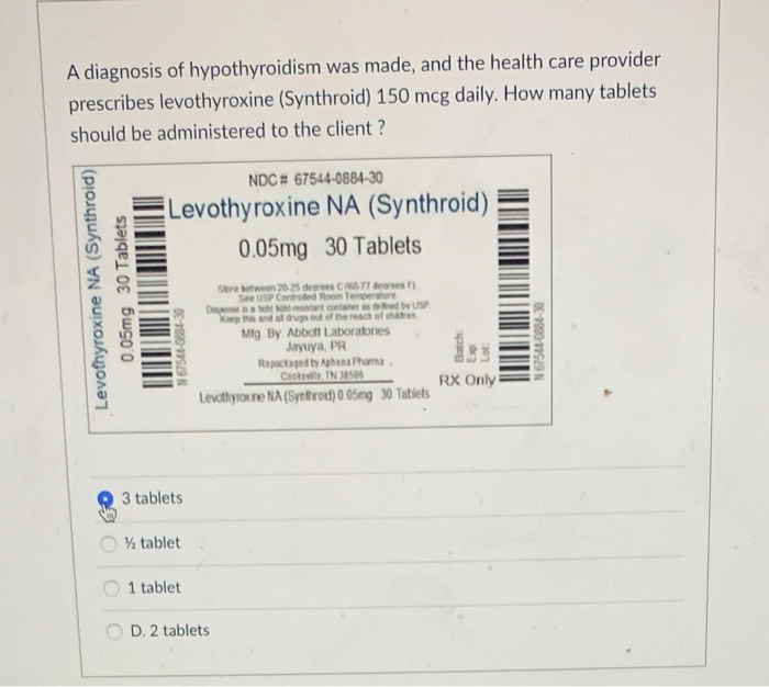 Levothyroxine synthroid 0.05 mg